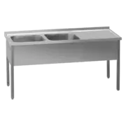 Photo 1 matériel référence RED2547: Table de lavage 210x70x90 - 2x évier 60x50x30 égouttoir droit - MSDOP 7021