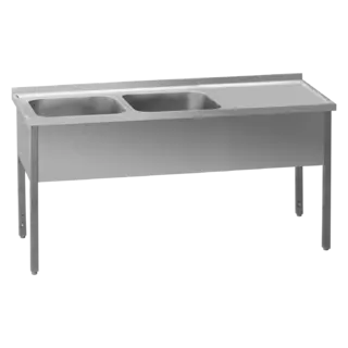 photo 1 table de lavage 210x70x90 - 2x évier 60x50x30 égouttoir droit - msdop 7021