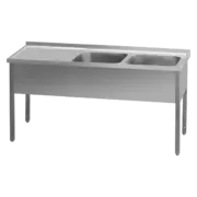 Photo 1 matériel référence RED6471: Table de lavage 210x60x90 - 2x évier 60x50x30 égouttoir gauche - MSDOL 6021