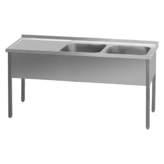 photo 1 table de lavage 210x60x90 - 2x évier 60x50x30 égouttoir gauche - msdol 6021