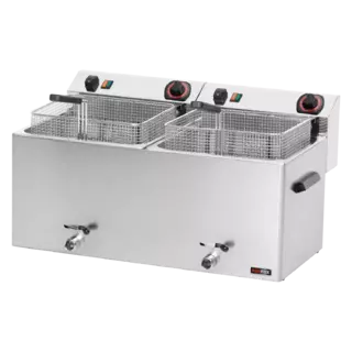 photo 1 friteuse électrique double 0,74 kw/l, 11+11 l top avec robinet de vidange 400 v - fe 1010 t
