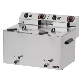 photo 1 friteuse électrique double 0,75 kw/l, 8+8 l top avec robinet de vidange 400 v - fe 77 vt