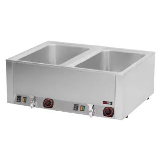 photo 1 bain marie électrique 2x gn 1/1 - 200 top avec vidange - bmv 2120