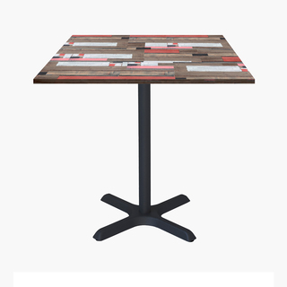 photo 1 tables carrées 70x70cm pied noir - redden wood - lot de 4 tables