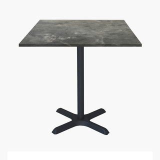 photo 1 tables carrées 70x70cm pied noir - pierre metallisee - lot de 4 tables