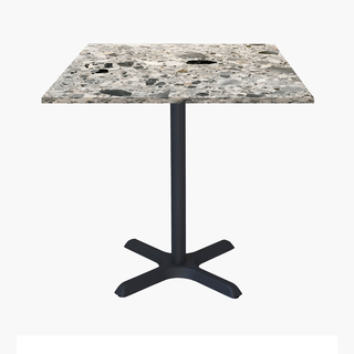 photo 1 tables carrées 70x70cm pied noir - terrazzo cepp - lot de 4 tables