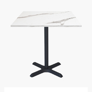 Photo 1 matériel référence DINA77E5145SOLID: Tables carrées 70x70cm pied noir - marbre blanc - Lot de 4 tables