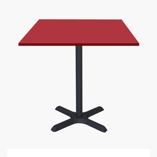 photo 1 tables carrées 70x70cm pied noir - rouge - lot de 4 tables