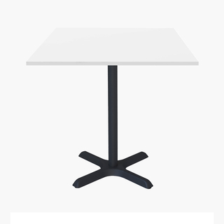 photo 1 tables carrées 70x70cm pied noir - blanc 1026vv - lot de 4 tables