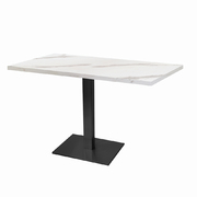 Photo 1 matériel référence MIL11070ME5145SOLID: Tables rectangulaires 110 x 70cm pied noir - marbre blanc - Lot de 2 tables