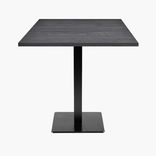 photo 1 tables carrées 70x70cm pied noir - pin ancien - lot de 4 tables