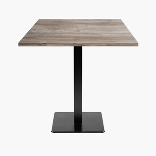 photo 1 tables carrées 70x70cm pied noir - chene de saman - lot de 4 tables