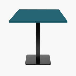 photo 1 tables carrées 70x70cm pied noir - bleu prusse - lot de 4 tables