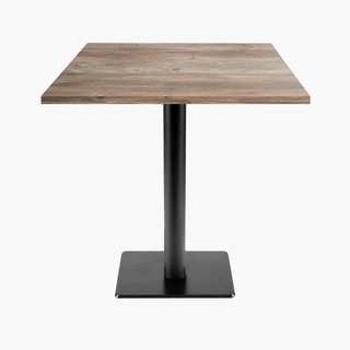 photo 1 tables carrées 70x70cm pied noir - chene de saman - lot de 4 tables