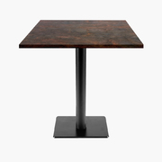 Photo 1 matériel référence MILT77E2368Z: Tables carrées 70x70cm pied noir - underground rouille - Lot de 4 tables