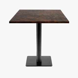 photo 1 tables carrées 70x70cm pied noir - underground rouille - lot de 4 tables