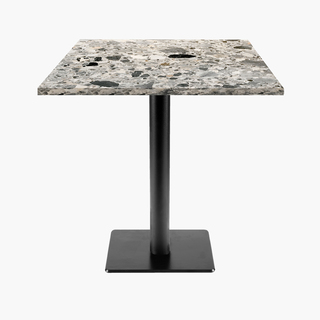 photo 1 tables carrées 70x70cm pied noir - terrazzo cepp - lot de 4 tables