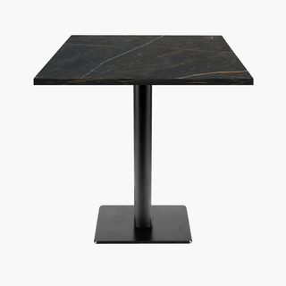 photo 1 tables carrées 70x70cm pied noir - marbre elite - lot de 4 tables