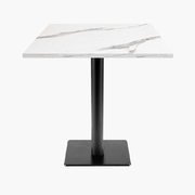 Photo 1 matériel référence MILT77E5145SOLID: Tables carrées 70x70cm pied noir - marbre blanc - Lot de 4 tables