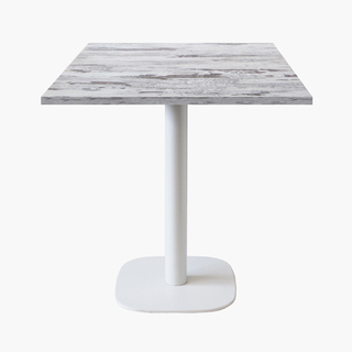 photo 1 tables carrées 70x70cm pied blanc - chene islande - lot de 4 tables