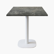 Photo 1 matériel référence RNDB77E121P: Tables carrées 70x70cm pied blanc - pierre metallisee - Lot de 4 tables