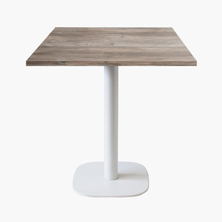 photo 1 tables carrées 70x70cm pied blanc - chene de saman - lot de 4 tables