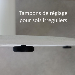 photo 5 tables carrées 70x70cm pied blanc - beton naturel - lot de 4 tables