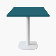 Photo 1 matériel référence RNDB77EU04B-6239: Tables carrées 70x70cm pied blanc - bleu prusse - Lot de 4 tables