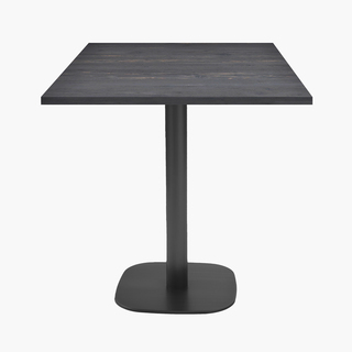 photo 1 tables carrées 70x70cm pied noir - pin ancien - lot de 4 tables