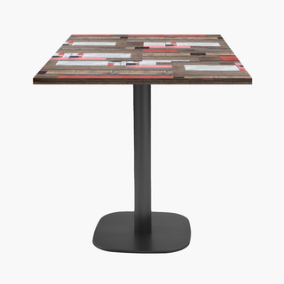 photo 1 tables carrées 70x70cm pied noir - redden wood - lot de 4 tables