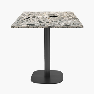 photo 1 tables carrées 70x70cm pied noir - terrazzo cepp - lot de 4 tables