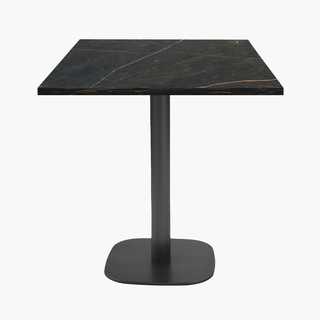 photo 1 tables carrées 70x70cm pied noir - marbre elite - lot de 4 tables