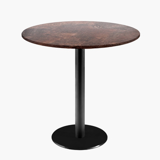 photo 1 tables rondes diametre 70cm pied noir - rouille roc - lot de 4 tables