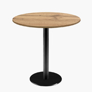 Photo 1 matériel référence ROME70ME04F-1217: Tables rondes diametre 70cm pied noir - chene armor - Lot de 4 tables