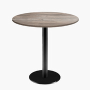 Photo 1 matériel référence ROME70ME168X: Tables rondes diametre 70cm pied noir - chene de saman - Lot de 4 tables