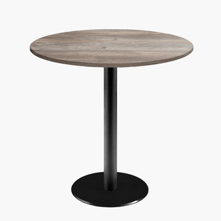 photo 1 tables rondes diametre 70cm pied noir - chene de saman - lot de 4 tables