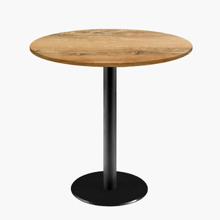 photo 1 tables rondes diametre 70cm pied noir - chene slovene - lot de 4 tables