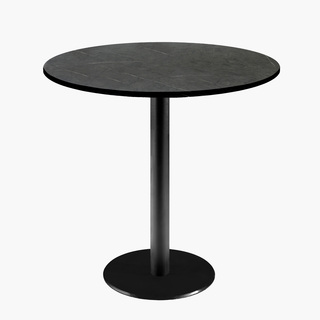 photo 1 tables rondes diametre 70cm pied noir - marquina - lot de 4 tables