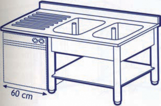 photo 2 plonge spéciale lave-vaisselle 2 bacs profondeur 700