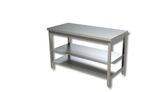 photo 1 table inox centrale avec 2 sous tablettes 1300 x 700 x 850 mm