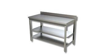 photo 1 table inox murale avec 2 sous tablettes 1100 x 700 x 850 mm