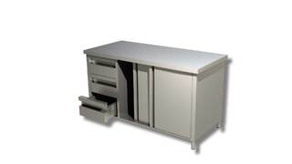 Meuble Central Professionnel Inox 1000x700x855 Mm - Portes Coulissantes, Pour Cuisine Restaurant, Traiteur
