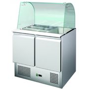 Saladette réfrigérée vitrée 2 portes plan de découpe prof 700