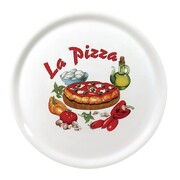 Photo 1 matériel référence DJ957: Assiettes à pizza en porcelaine 31 cm Saturnia décor La pizza (lot de 6)