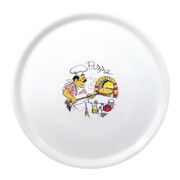 Photo 1 matériel référence DJ958: Assiettes à pizza en porcelaine 31 cm Saturnia décor Chef (lot de 6)