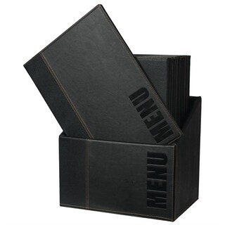 photo 4 porte-menus contemporains a4 noirs avec boîte de rangement lot de 20