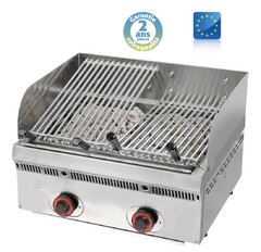 Photo 1 matériel référence PBV60: Wood steack grill gaz inclinable - l 600 mm