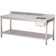 Table du chef avec bac à droite et dosseret Gastro M 850x1200x700mm