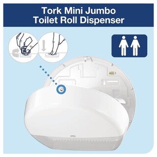 photo 2 distributeur de papier toilette mini jumbo tork blanc