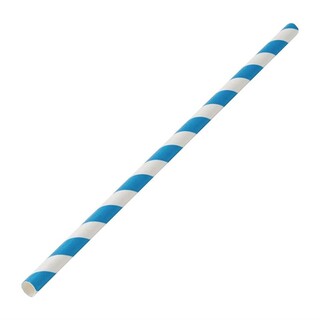 photo 1 pailles en papier rayées biodégradables utopia bleues lot de 250